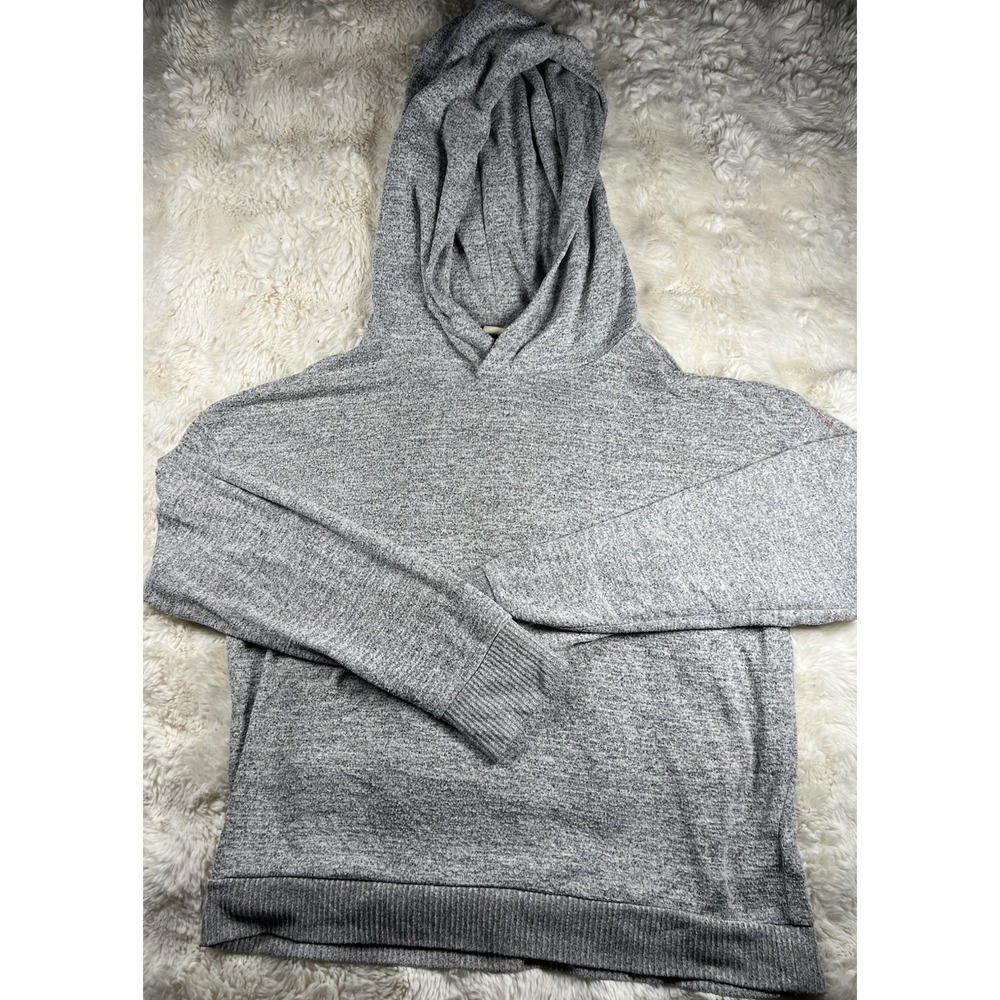 GAP Womens S Gray Heathered Soft Knit Hoodie Pullover Sweater Long Sleeve Top